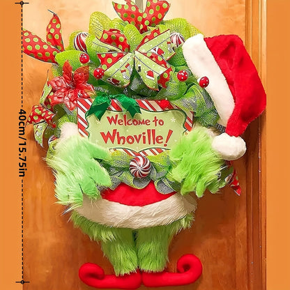 Christmas plush wreath featuring soft festive decor for holiday doors and walls

