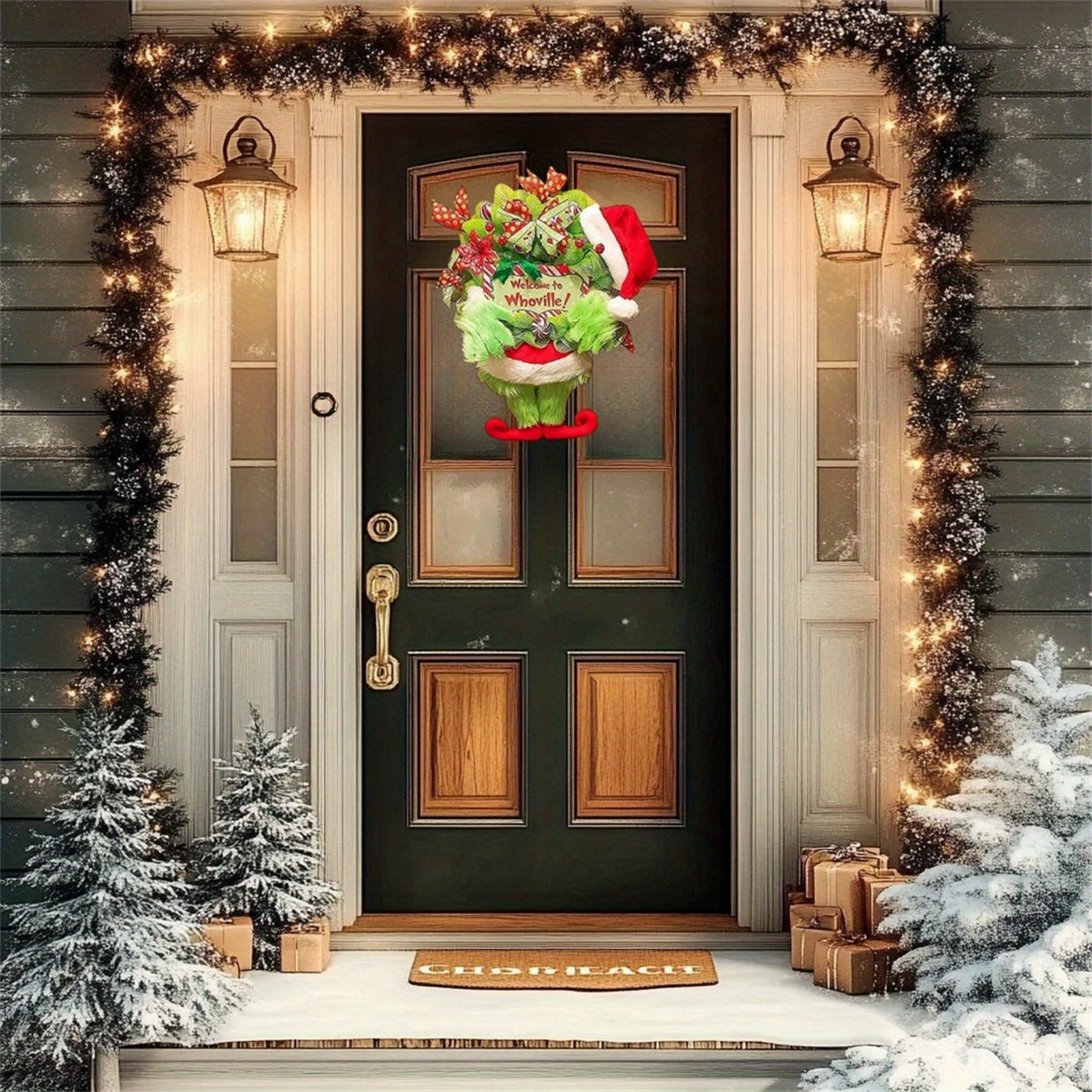 Christmas plush wreath featuring soft festive decor for holiday doors and walls

