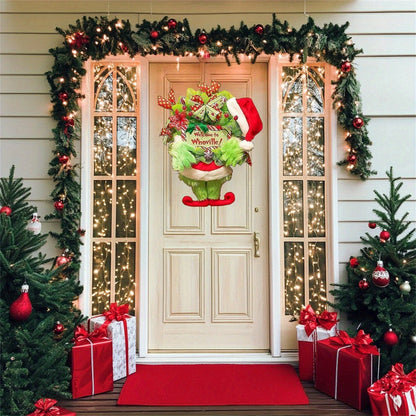 Christmas plush wreath featuring soft festive decor for holiday doors and walls

