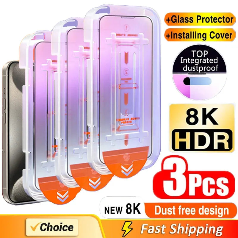 Clear iPhone screen protectors with anti-scratch tempered glass for full coverage protection