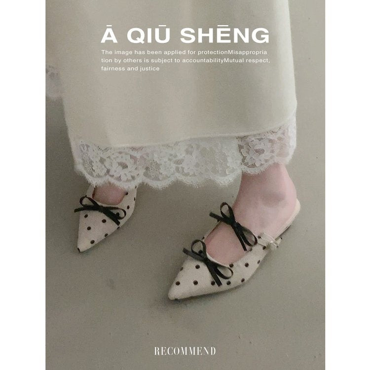 Bow Polka Dot Wedge Mules