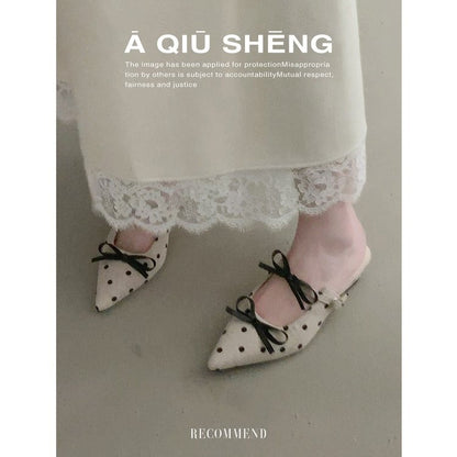 Bow Polka Dot Wedge Mules