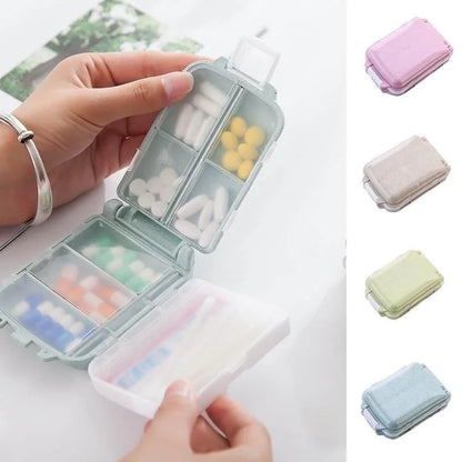Compact portable pill box for vitamins and medicine travel storage