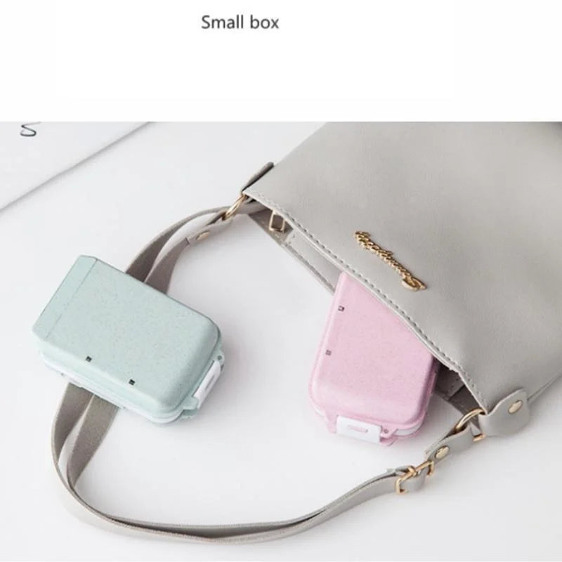 Compact portable pill box for vitamins and medicine travel storage