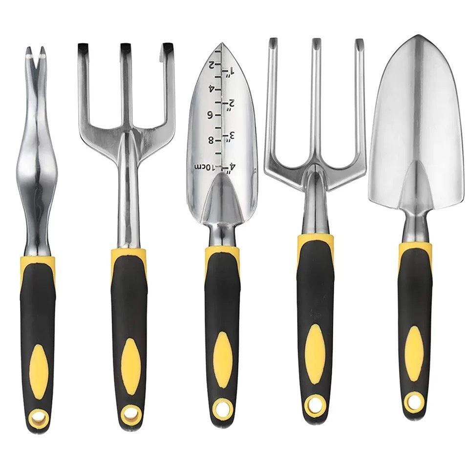 Complete garden tools 8 piece set with trowel, gloves, pruner and accessories

