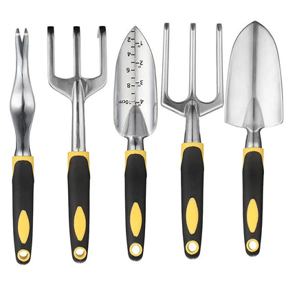 Complete garden tools 8 piece set with trowel, gloves, pruner and accessories

