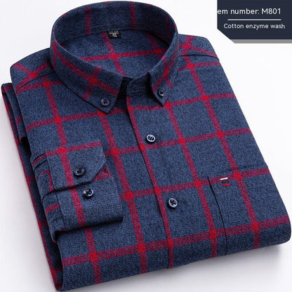 Cotton Plaid Enzyme Wash Embroidered Shirt