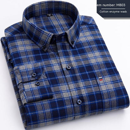 Cotton Plaid Enzyme Wash Embroidered Shirt