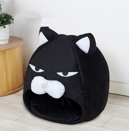 Cozy cartoon cat bed perfect for cats and kittens

