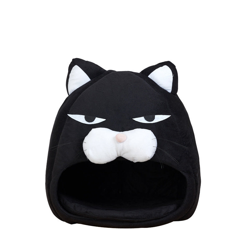 Cozy cartoon cat bed perfect for cats and kittens

