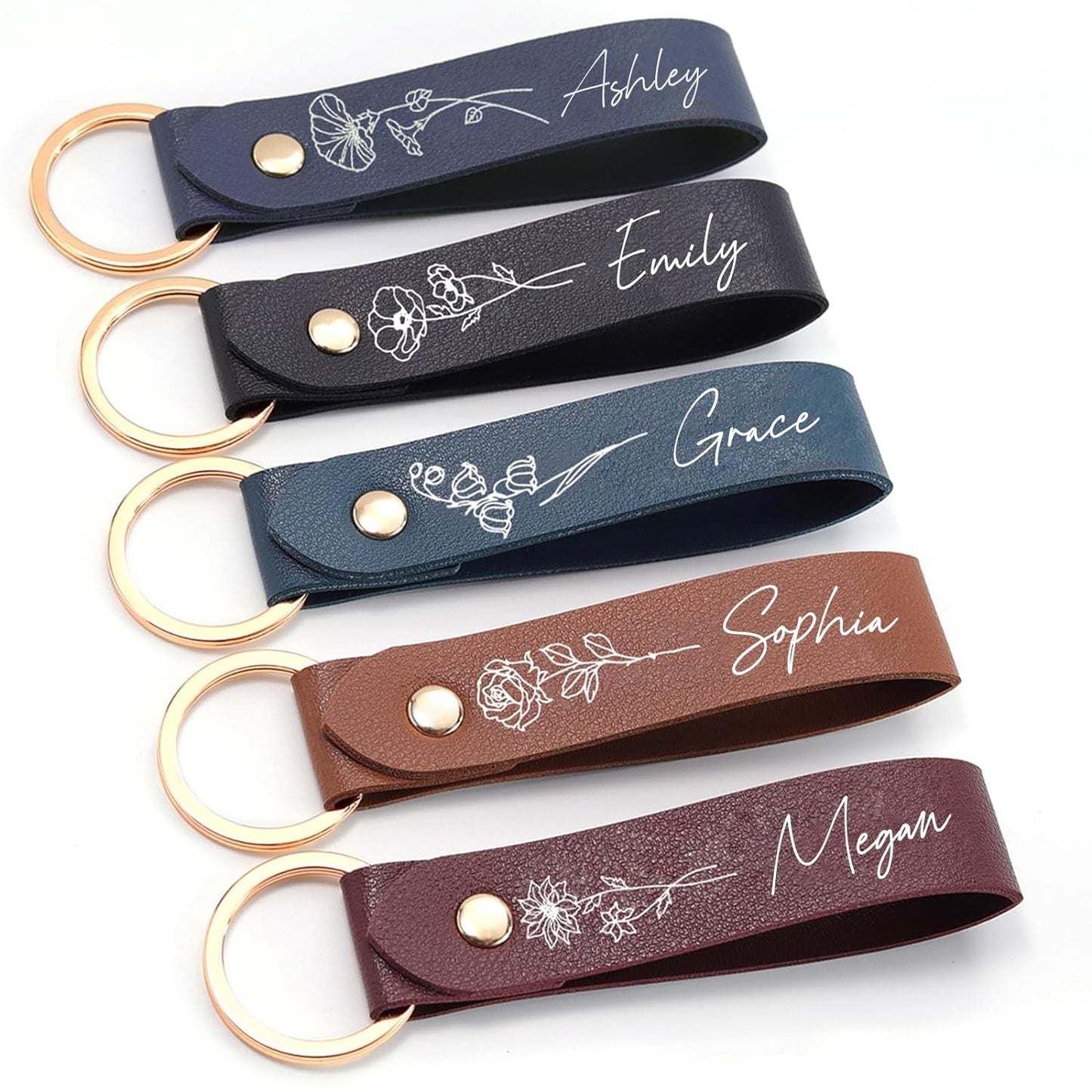 Custom Birth Flower Keychain 