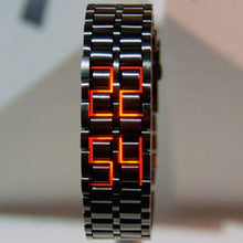 Digital lava wrist watch with LED display and unique lava design