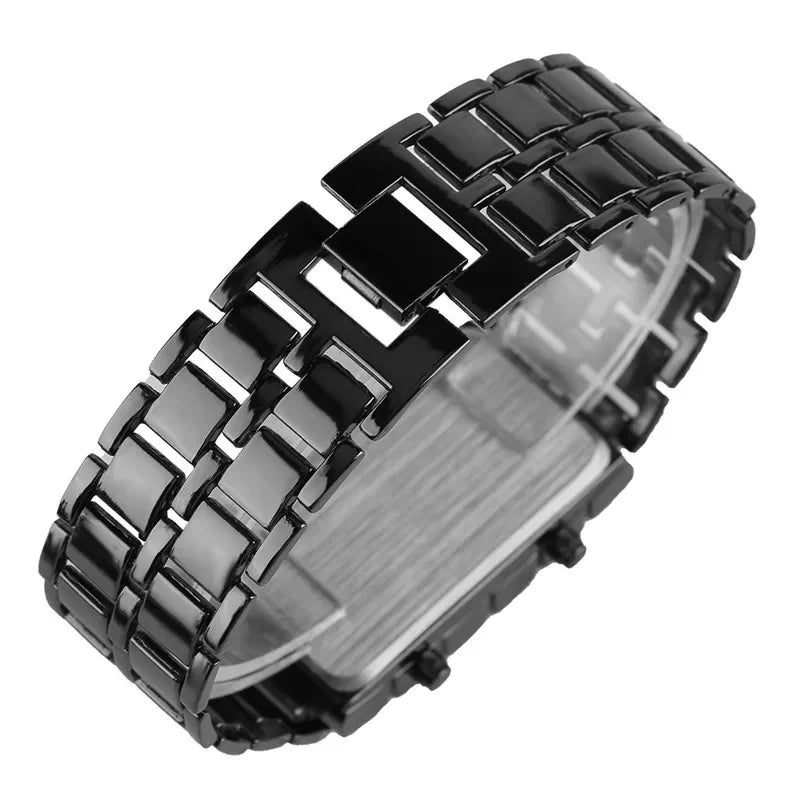 Digital lava wrist watch with LED display and unique lava design