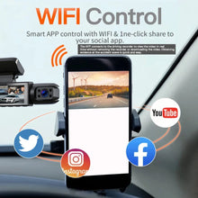 Dual camera dash cam with front and rear lens for car recording