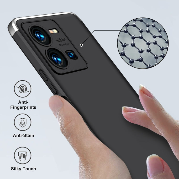 For vivo Y35 2022 GKK Three Stage Splicing Full Coverage PC Phone Case(Black Silver)