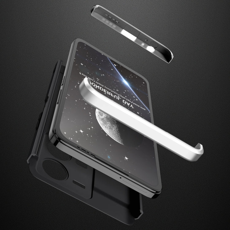 For vivo Y35 2022 GKK Three Stage Splicing Full Coverage PC Phone Case(Black Silver)