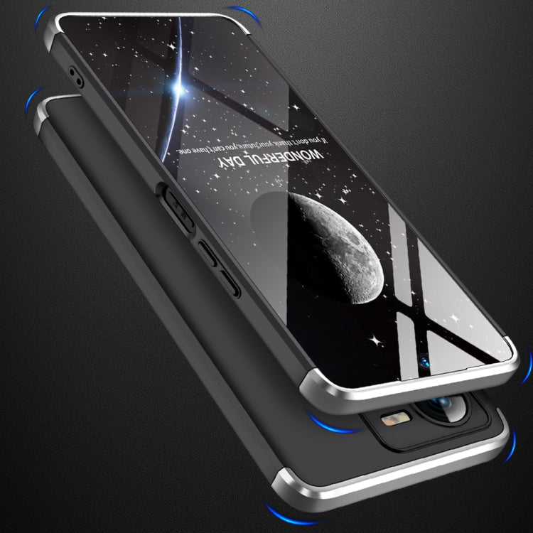 For vivo Y35 2022 GKK Three Stage Splicing Full Coverage PC Phone Case(Black Silver)