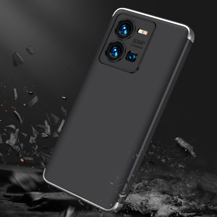 For vivo Y35 2022 GKK Three Stage Splicing Full Coverage PC Phone Case(Black Silver)