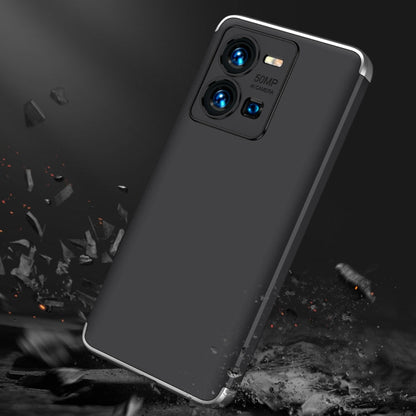 For vivo Y35 2022 GKK Three Stage Splicing Full Coverage PC Phone Case(Black Silver)