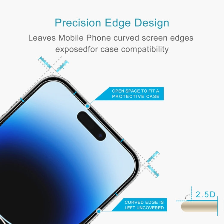 For iPhone 15 Plus / 15 Pro Max 50pcs 0.26mm 9H 2.5D High Aluminum Tempered Glass Film