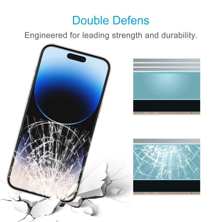 For iPhone 15 Plus / 15 Pro Max 50pcs 0.26mm 9H 2.5D High Aluminum Tempered Glass Film
