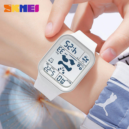 Square Large Face Waterproof LED Digital Watch Electronic for Student Watches