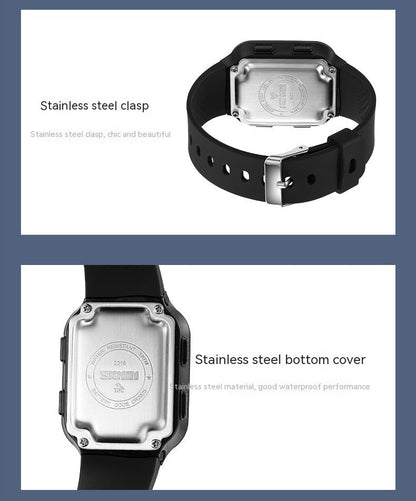 Square Large Face Waterproof LED Digital Watch Electronic for Student Watches