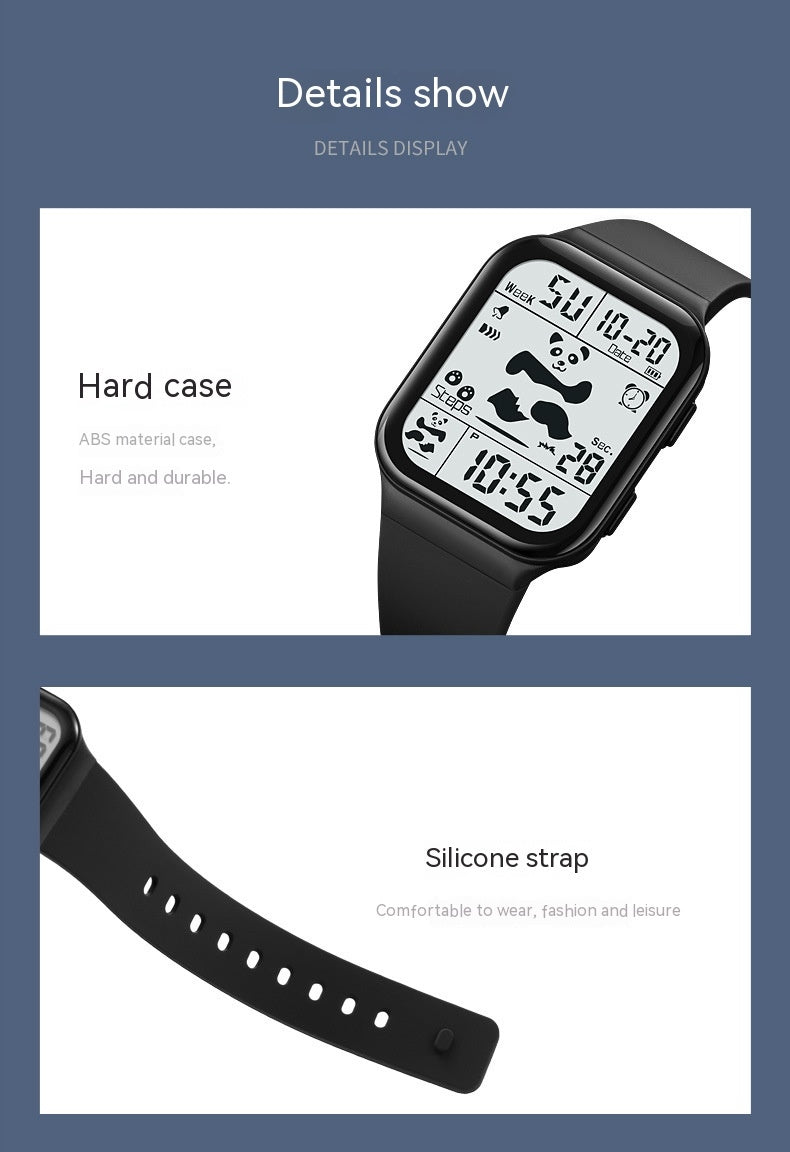 Square Large Face Waterproof LED Digital Watch Electronic for Student Watches