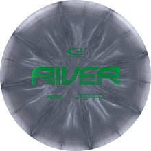 Easy-to-throw Latitude 64 River disc golf driver. Great for beginners, straight flying, unique burst design, 170g+, color varies (orange).

