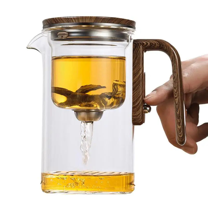 Elegant heat-resistant glass teapot with built-in infuser for herbal tea