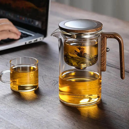 Elegant heat-resistant glass teapot with built-in infuser for herbal tea