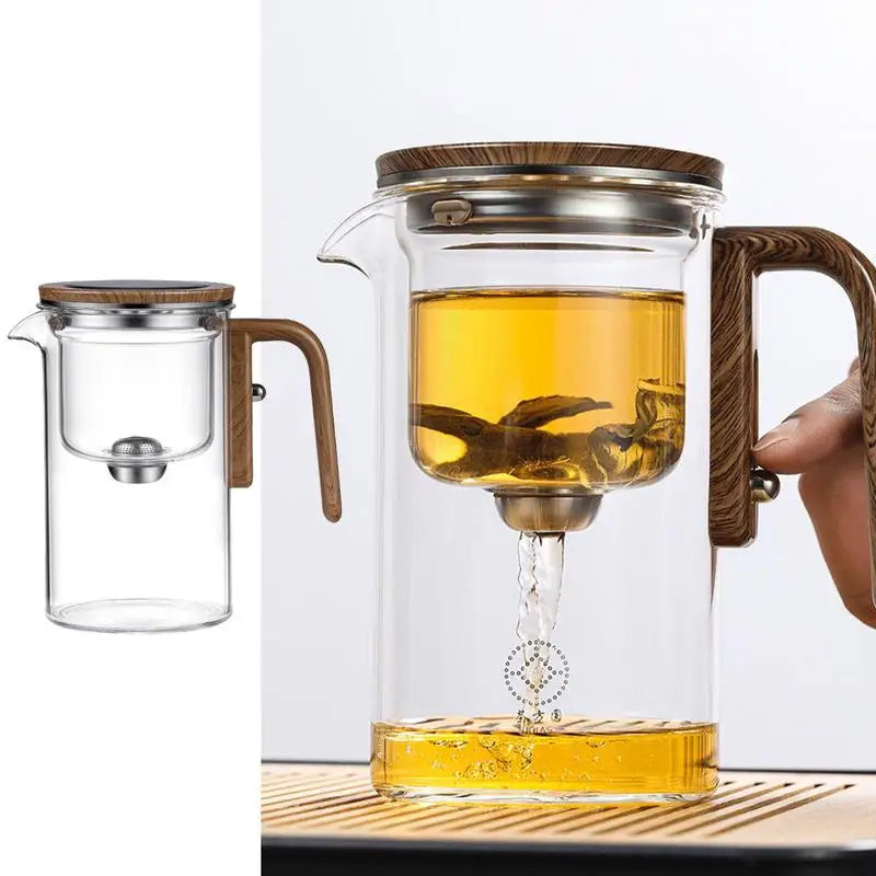 Elegant heat-resistant glass teapot with built-in infuser for herbal tea