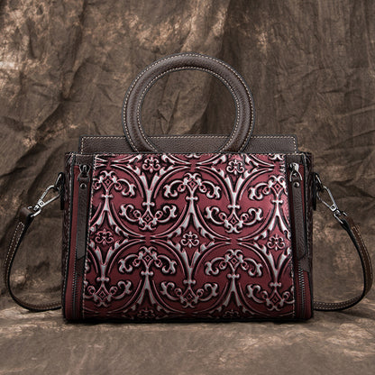 Embossed Cowhide Crossbody Bag