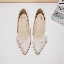 Ivory Jacquard Kitten Heel Pumps