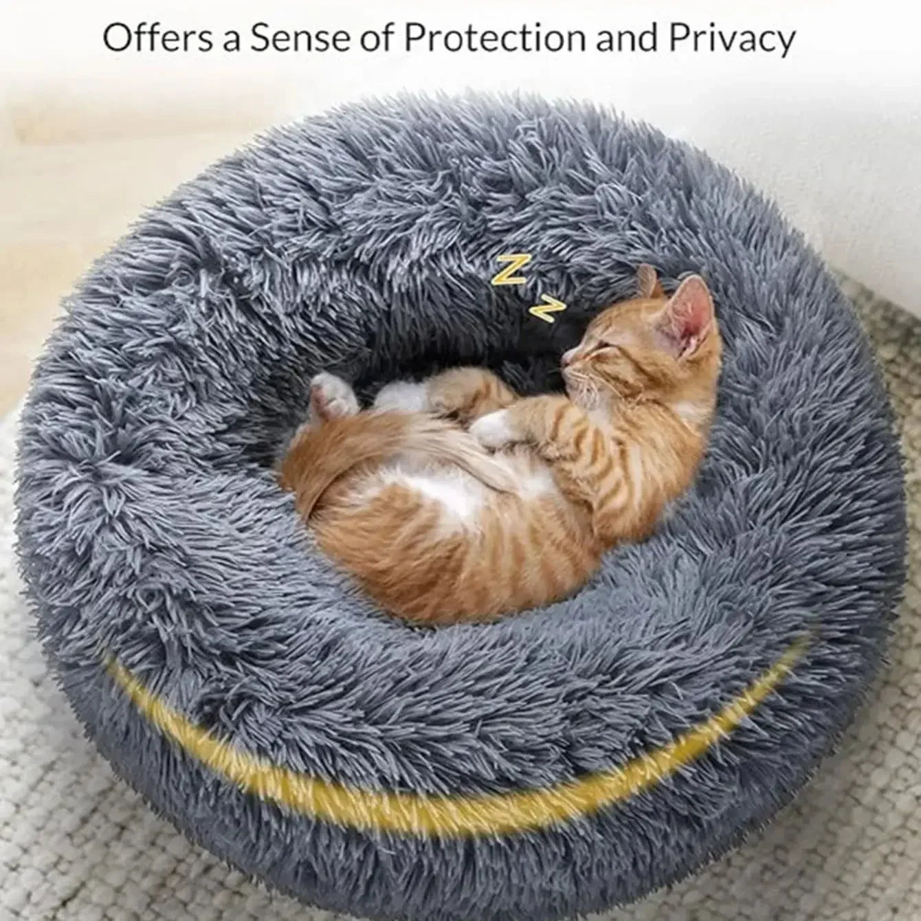 Fluffy donut pet bed for small and medium-sized dogs and cats

