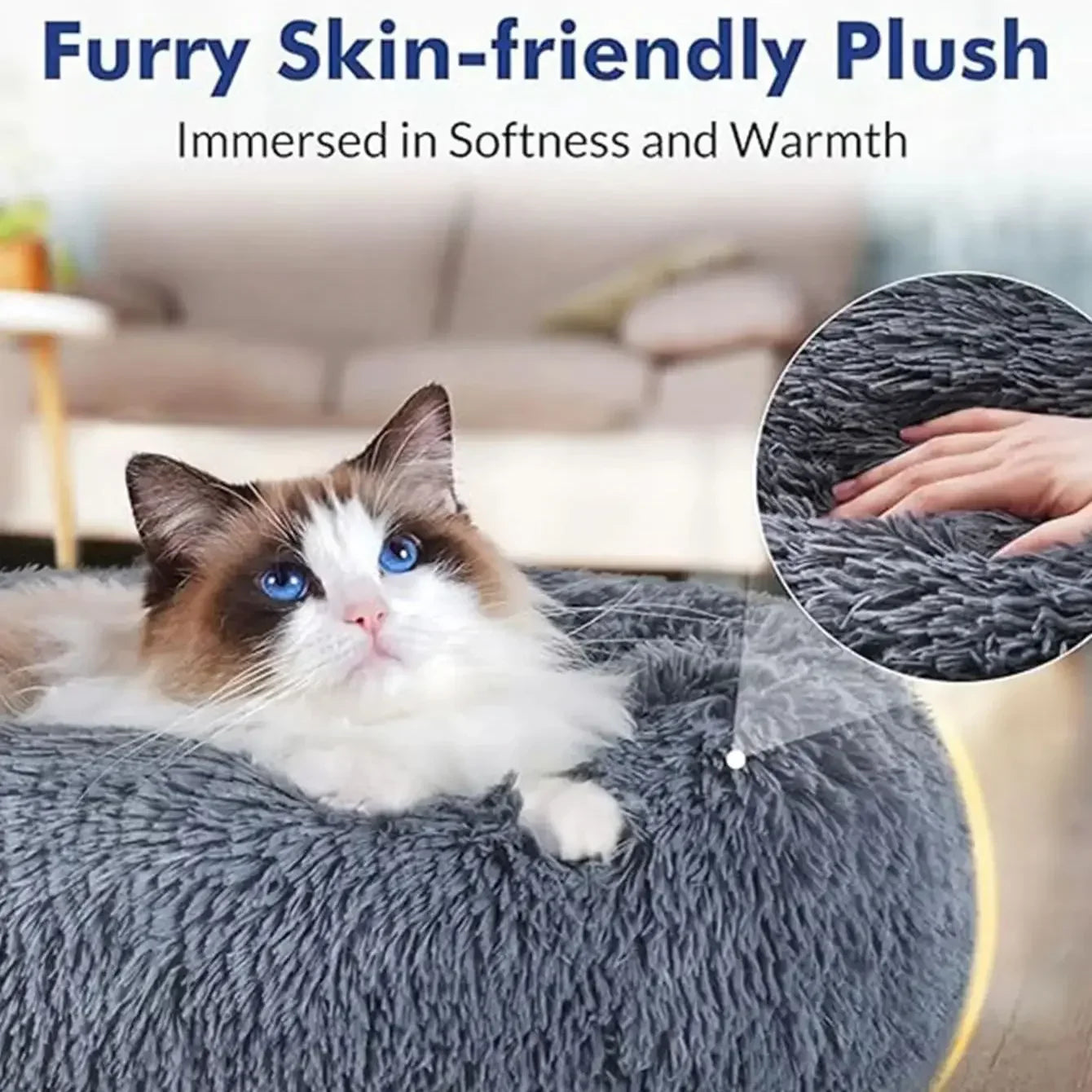 Fluffy donut pet bed for small and medium-sized dogs and cats

