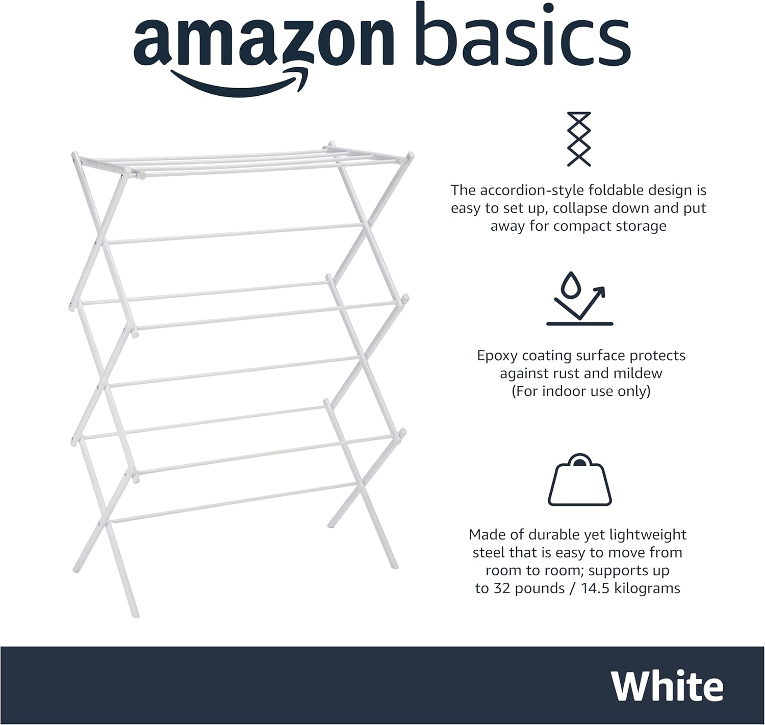 Foldable Portable Laundry Rack for Air Drying Clothing