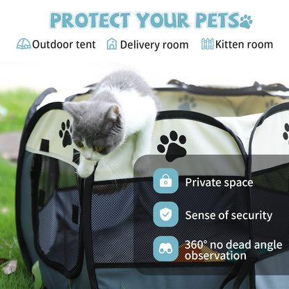 Foldable portable pet playpen for indoor outdoor use, lightweight and durable
