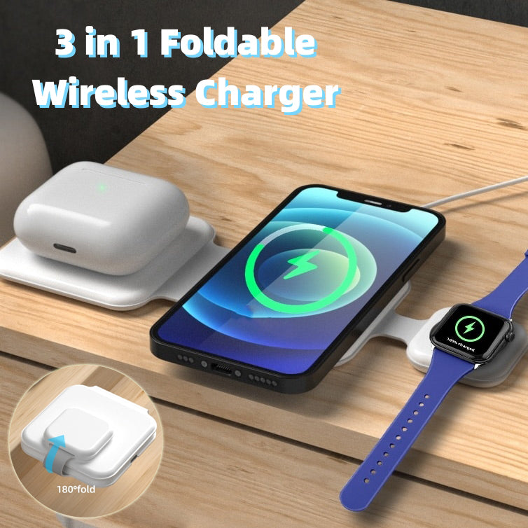Foldable wireless charger station