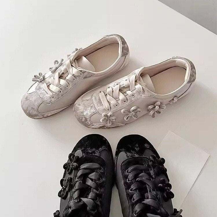 French Velvet Flat Sneakers