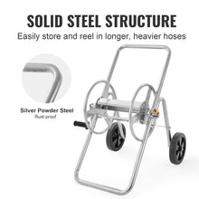 Garden hose reel cart with wheels for easy hose storage and mobility