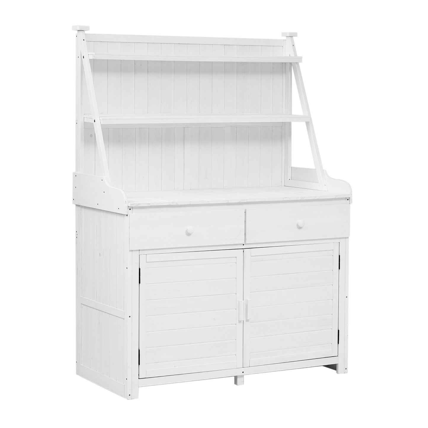 Garden potting bench with storage for backyard and outdoor gardening