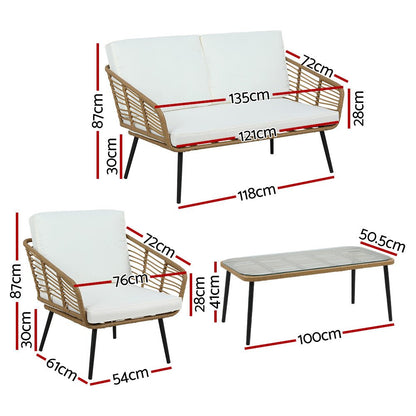 Gardeon 4‑Piece Rattan 