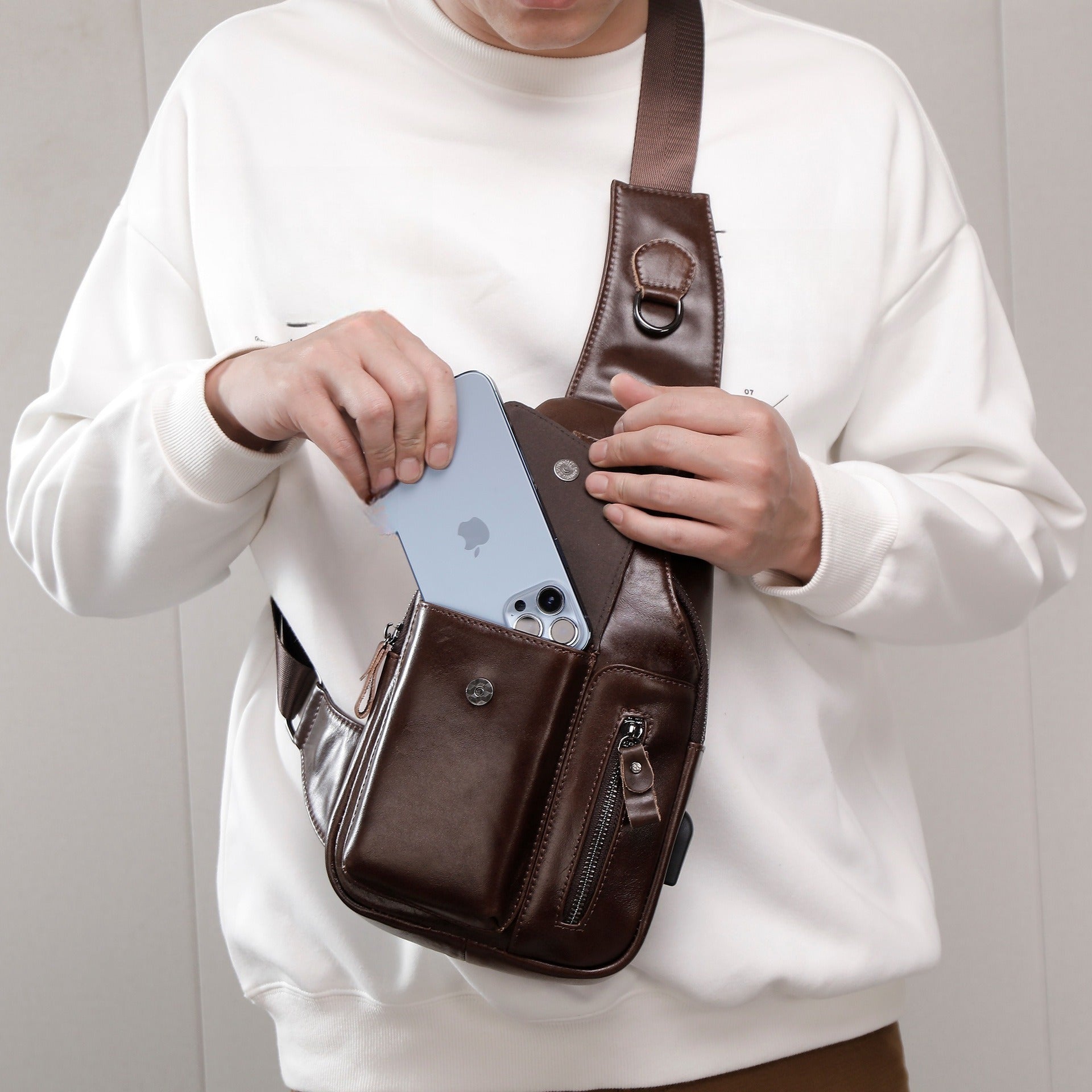 Mens Leather Crossbody Bag