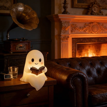 Ghost reading statue