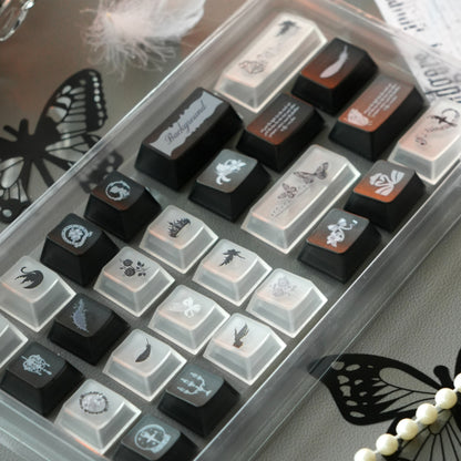 Gothic black white keycaps