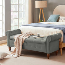 Grey Velvet Storage Ottoman
