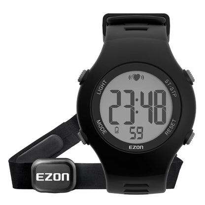 EZON T007 Heart Rate Monitor Watch | Chest Strap HRM | Waterproof Fitness Tracker with Stopwatch & Hourly Chime