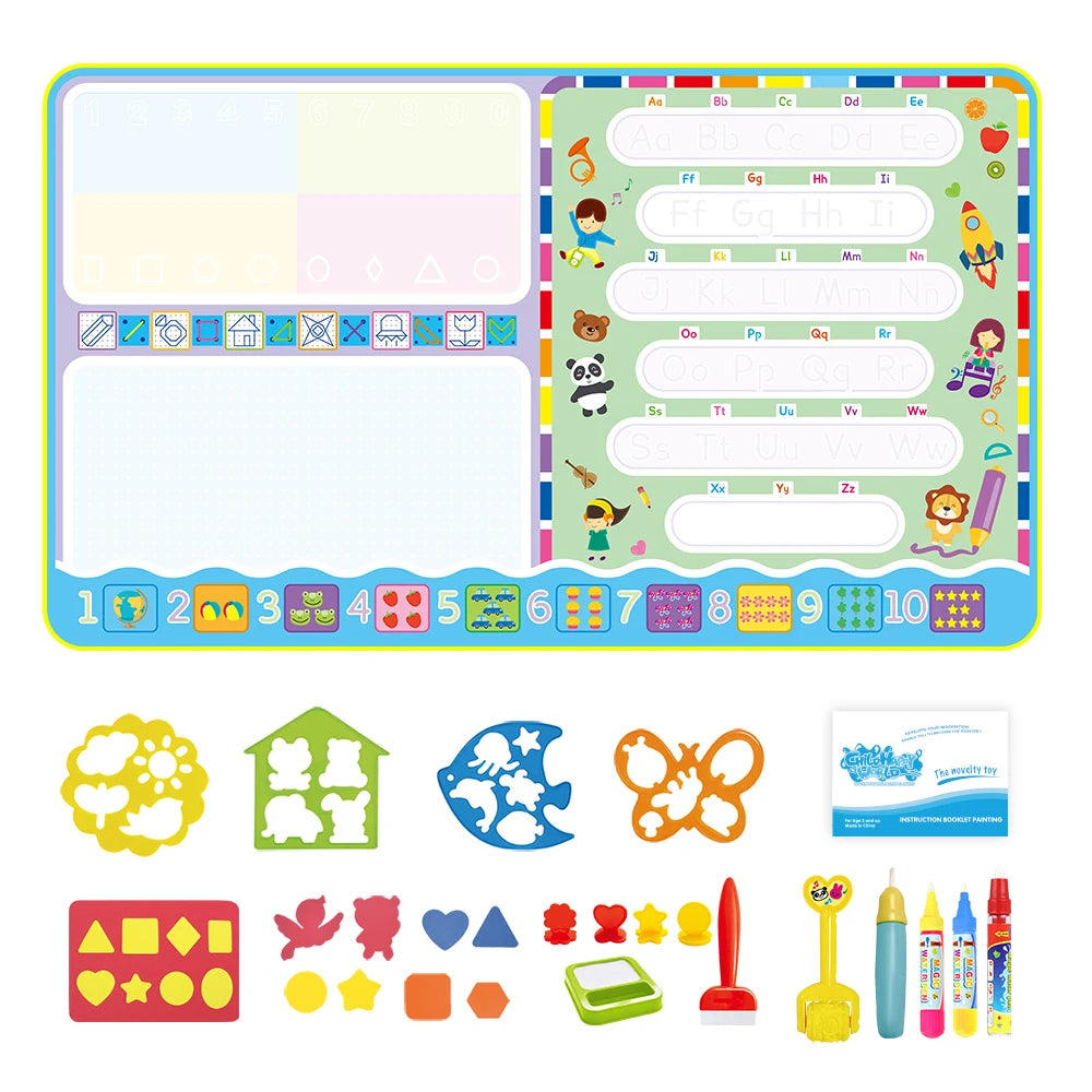 Coolplay Magic Water Drawing Mat Coloring Doodle Mat with Magic Pens Montessori Toys Painting Board Educational Toys for Kids
