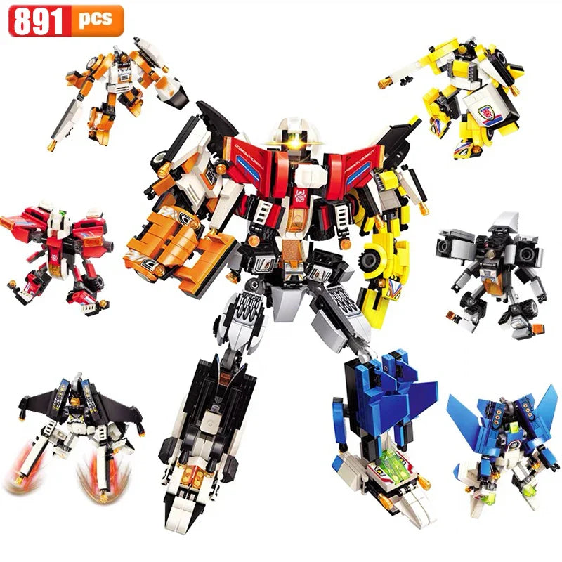 Qman 6-in-1 Mecha Warrior Building Blocks Set for Kids